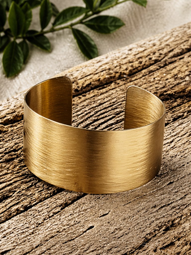Sleek Artisan Brass Cuff Bracelet Minimalist Statement Jewelry Brushed Bronz 34$